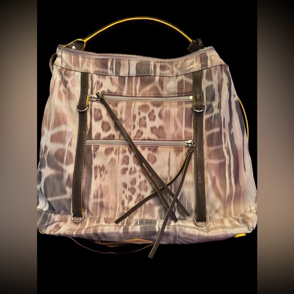 MZ WALLACE👜Brown & Grey Leopard Print Bag w/ matching wristlet, 9 Pockets, NWOT - Picture 2 of 10